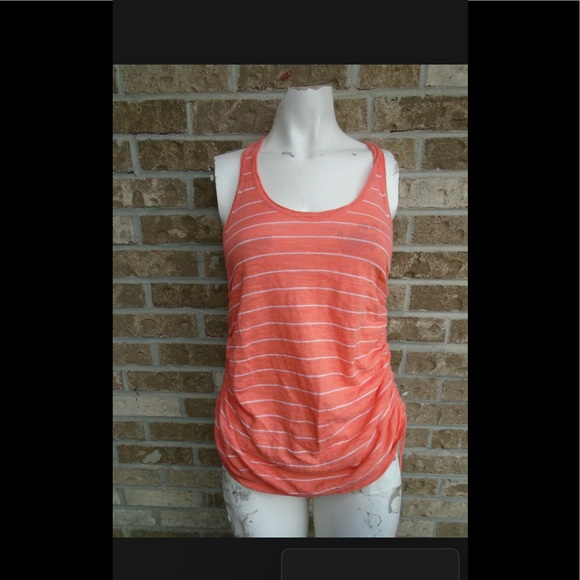 Athleta Tops - ATHLETA Coral & White Knit Racer back Sleeveless Athletic top Sz S